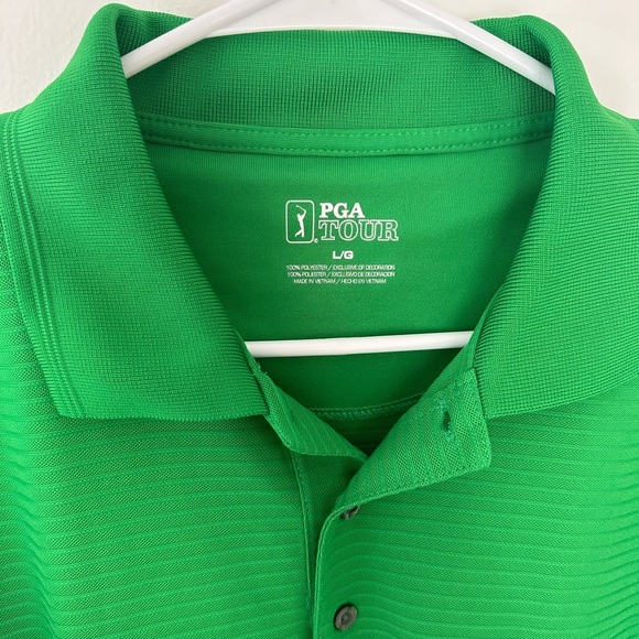 PGA Tour Men's Polo Short Sleeve Golf Shirt, Solid Green, Size Large. - Picture 5 of 11